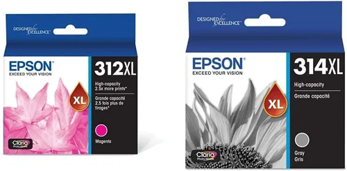 Epson 312 Claria Photo HD Cartucho magenta de alta capacidad (T312XL320-S) 314 Claria Photo HD Ink Cartucho gris de alta capacidad (T314XL720-S)