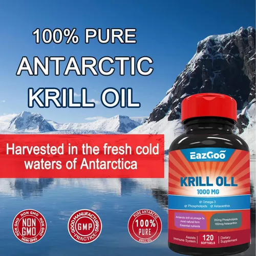 Miniatura 3 de Aceite de krill antártico 1000 mg, suplemento Omega 3, EPA, DHA, fosfolípidos y astaxantina - 120 cápsulas blandas