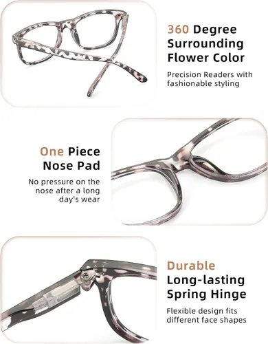 Miniatura 4 de JOLISU Paquete de 5 lentes de lectura para mujer, elegantes lentes de lectura con bloqueo de luz azul, lentes de bisagra de resorte para mujeres