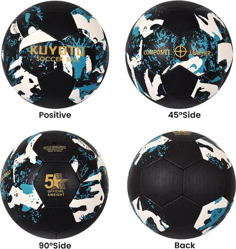 Miniatura 7 de KUYOTQ Soccer Ball, Machine Stitched PU/TPU Leather Soccer Ball Match & Training for Kids Youth Adult, Professional Construction for Durable in and