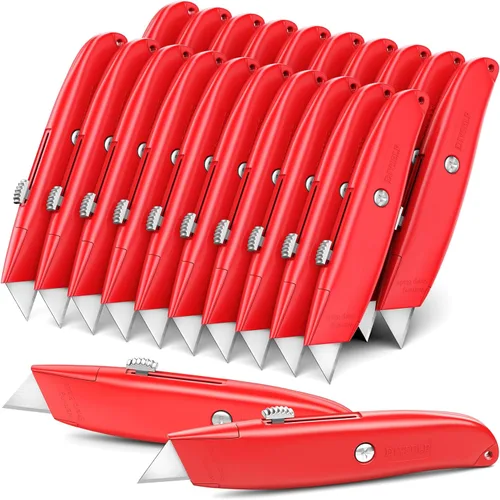 Miniatura 29 de DIYSELF Paquete de 2 cuchillos utilitarios, cortador retráctil, resistente (naranja)