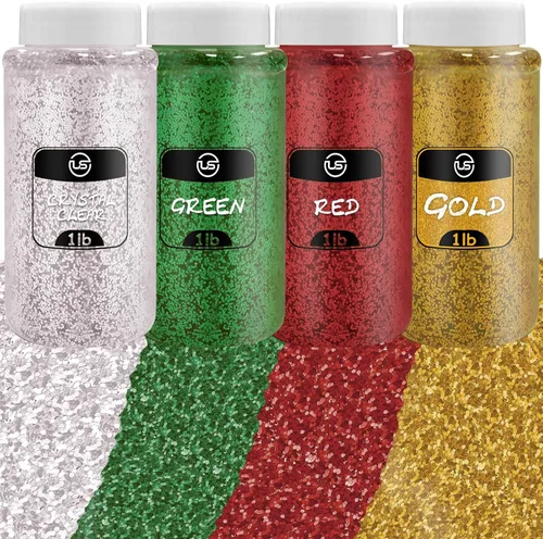 Purpurina navideña para manualidades, 1 libra cada una (4 libras en total) con purpurina fina para manualidades, paquete de 4 confeti de Navidad,