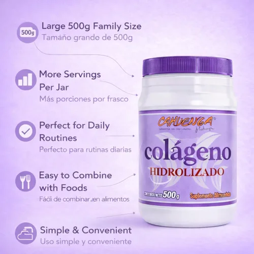 Miniatura 5 de CAHUENGA - Colágeno hidrolizado en polvo 17.64 oz - Proteína sin sabor para cabello, piel, uñas y articulaciones - Keto y sin gluten - Colageno