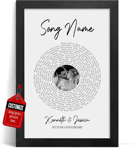 Miniatura 18 de VICILO Póster Enmarcado con Letras de Canción Personalizadas, Regalo para Padres, Acordes de Canción Perfectos, Pareja, 50° Aniversario de Boda