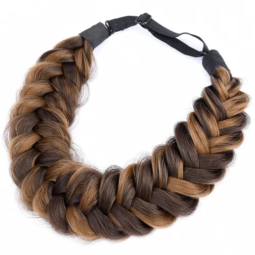 Miniatura 29 de Diadema ancha y despeinada de 2 mechones de cabello sintético trenzado, accesorio de belleza para mujeres y niñas, 62g/2.1 oz (caoba)
