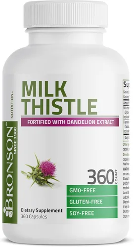 Miniatura 5 de Bronson Cápsulas de cardo lechoso con Silymarin marianum y extracto de diente de león, suplemento para la salud del hígado, antioxidante