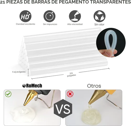 Miniatura 4 de ROMECH Pistola de pegamento caliente de tamaño completo con potencia dual 60/100 W y 21 barras de pegamento caliente (7/16"), pistola de pegamento