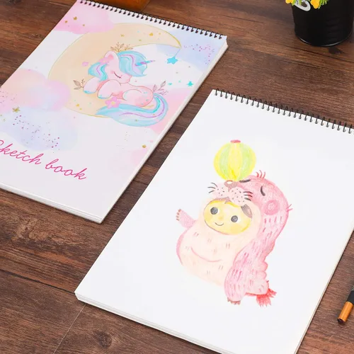 Miniatura 2 de Cuaderno de bocetos, 100 páginas (50 hojas), bloc de bocetos de artista encuadernado en espiral, papel de dibujo sin ácido para dibujo, pintura