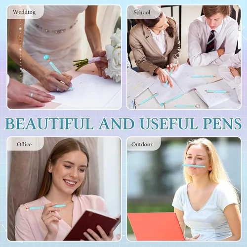 Miniatura 6 de Yeaqee Juego de 6 bolígrafos inspiradores para mujer, regalo 2026, bolígrafos de diamante con cristal, suministros de oficina motivacionales con Azul
