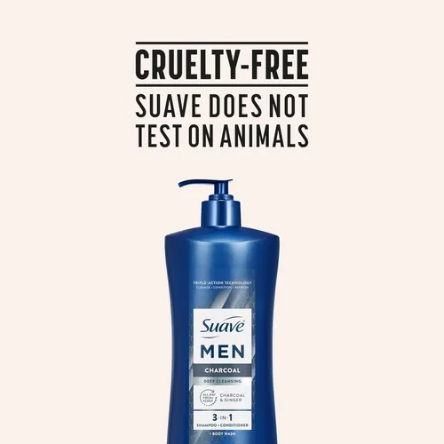Miniatura 9 de Suave Men Champú 3 en 1 de limpieza profunda, acondicionador y gel de baño con polvo de carbón, desintoxica y limpia el cabello y la piel, elimina