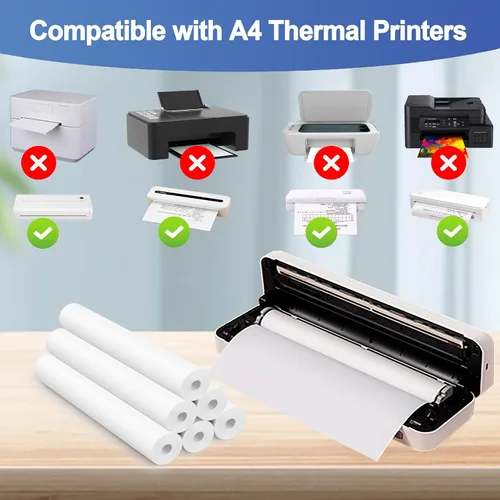 Miniatura 4 de Potanro Papel de impresora térmica A4, papel térmico de secado rápido, 8.3 x 11 pulgadas, térmico para impresora portátil (6 rollos)