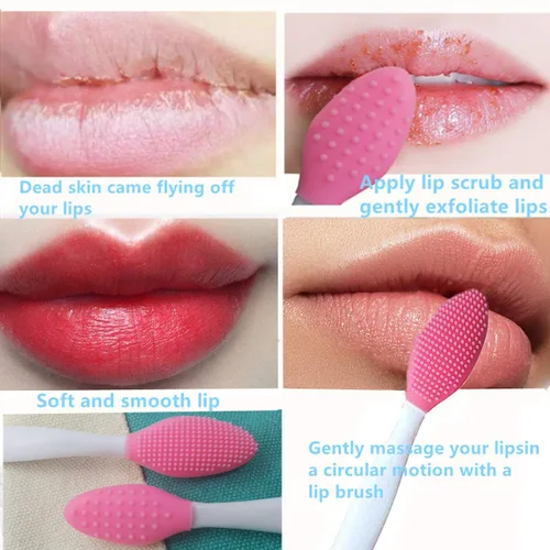 Miniatura 5 de 3 piezas de cepillo exfoliante para labios, exfoliador de labios, herramienta de cepillo para labios de silicona de doble cara para hombres