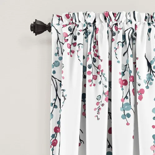 Miniatura 3 de Lush Decor Mirabelle - Par de paneles de cortinas para ventana con filtro de luz floral, 84 pulgadas de largo x 52 pulgadas de ancho, azul y coral
