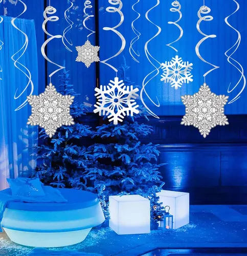 Miniatura 6 de Moon Boat adornos de Navidad, copos de nieve colgantes, remolinos, fiesta de invierno, país de las maravillas, Navidad, suministros