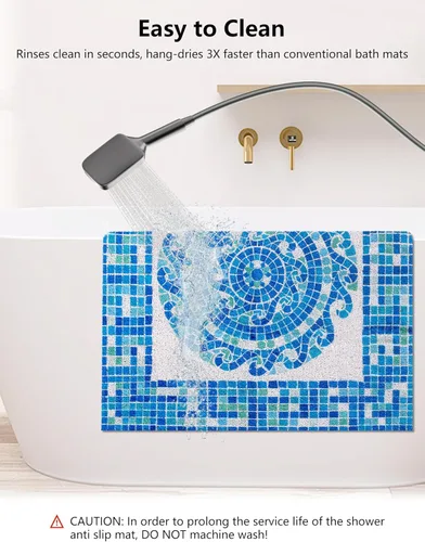 Miniatura 6 de Tapete de ducha cuadrado, Yonala de 24 x 24 pulgadas, elegante tapete de ducha antideslizante para ducha interior, tapete de ducha antideslizante