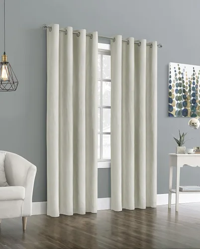 Miniatura 7 de Loft Living Panel de cortina jacquard opaca con ojales, color esmeralda, 52 x 95 pulgadas, lino