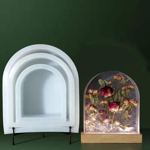 Miniatura 9 de Molde de resina de arco, sujetalibros Moldes de resina para preservación de flores, arte de resina, fundición de arte de bricolaje, luz nocturna