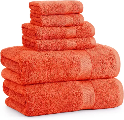 Miniatura 13 de LANE LINEN Juego de 6 toallas turcas de 100 % algodón para baño, súper suaves, de secado rápido y altamente absorbentes, 2 toallas de baño, 2 paños