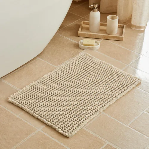 Miniatura 14 de Triohero Tapete de baño con diseño de gofre, tapete de baño pequeño y bohemio, antideslizante, lavable, ultra suave, súper absorbente, de secado