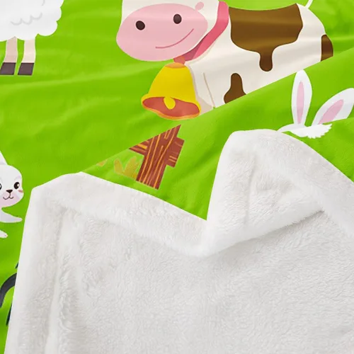 Miniatura 4 de Feelyou Manta de forro polar para niños y niñas, con estampado de animales de dibujos animados, encantadores conejos, ovejas, caballo, manta de lujo