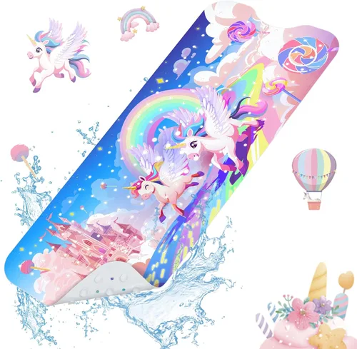 Miniatura 10 de SHUCHING Tapete de baño para bebé antideslizante de 40 x 16 pulgadas, tapete de baño para niños, sin moho, tapete de ducha antideslizante para baño