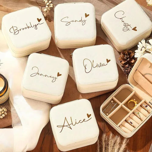 Miniatura 2 de DayOfShe Joyero personalizado con nombre, relleno de calcetines de Navidad para mujeres, adolescentes, niñas, regalo personalizado de viaje, joyero