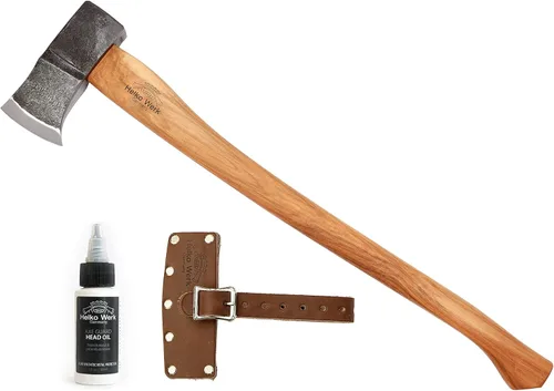 Miniatura 10 de 1844 Helko Werk Germany Hacha tradicional de carpintería de la Selva Negra, hecha en Alemania, Hacha Bushcraft forjada a mano y hacha forestal