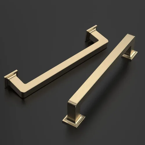 Miniatura 2 de Amerdeco - Paquete de 10 tiradores de latón cepillado para armarios con orificio central de 5 pulgadas (128 mm), tiradores para armarios de cocina