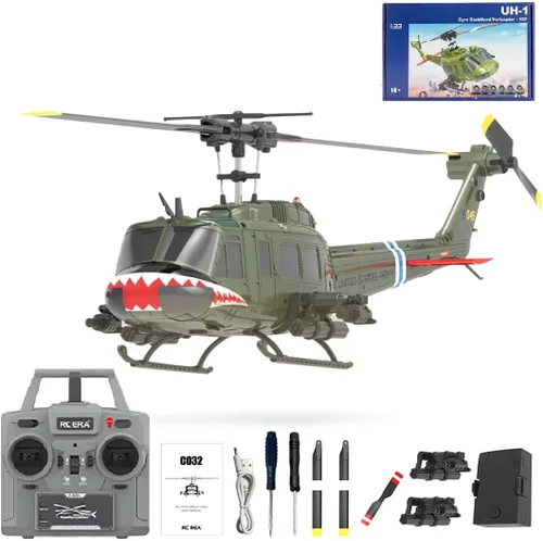 Miniatura 6 de RC ERA C032 Helicóptero RC, Helicóptero RC UH-1 Huey Flybarless de escala 1/48 2.4G 6CH, estabilización de giroscopio de 6 ejes, con mantenimiento
