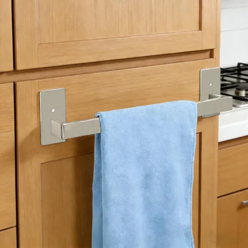 Miniatura 8 de Toallero de Baño Autoadhesivo, Sin Perforación Estante para Toallas Fácil de Instalar, Soporte para Toallas de Mano Hecho de Acero Inoxidable Níquel