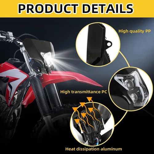 Miniatura 3 de Faro delantero de motocicleta universal para CRF450R CRF450L CRF450RX CRF250L CRF250L RALLY CRF300L CRF300L RALLY CRF250R CRF250F negro