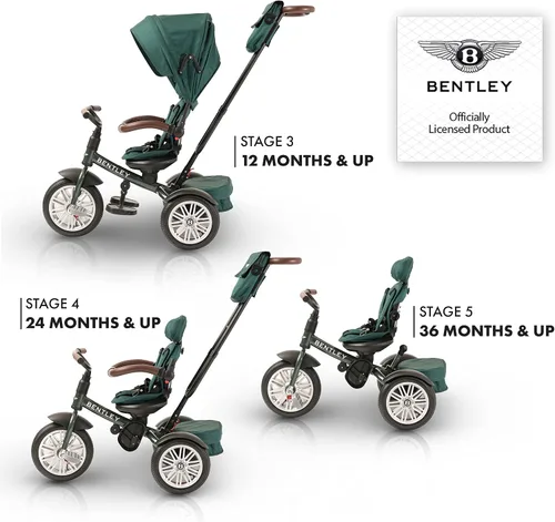 Miniatura 4 de Bentley Kids Trike - Bicicleta todoterreno para niños pequeños 6 en 1, diseñada oficialmente por Bentley Motors Reino Unido; el triciclo de bebé a