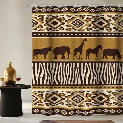 Miniatura 16 de Cortina de ducha con estampado de tigre, 60 pulgadas de ancho x 72 pulgadas de alto, safari salvaje, negro, marrón, potente pantera, piel de animal