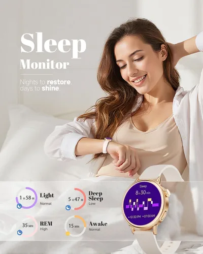 Miniatura 5 de TOOBUR Petite - Reloj inteligente para mujer, pulsera pequeña AMOLED de 1.496 pulgadas, compatible con Android e iOS, monitor de actividad física