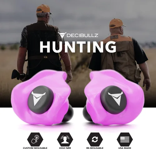 Miniatura 6 de Decibullz - Tapones para oídos moldeables a medida, 31 dB NRR más alto, protección auditiva cómoda para disparar, viajar, trabajar y conciertos Rosa