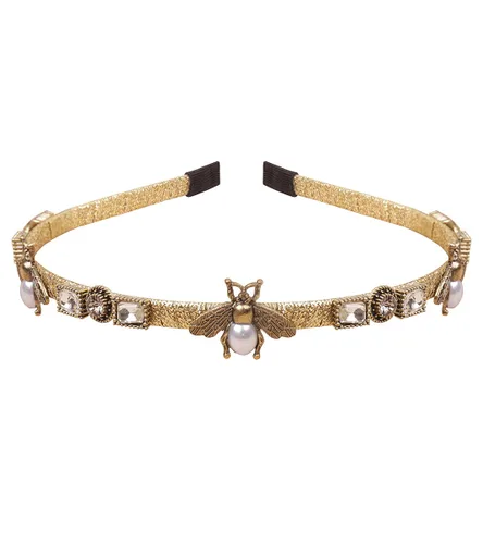 Miniatura 17 de YARN & INK Cintas para el cabello de mujer con perlas barrocas de terciopelo y lazo de strass, estilo retro vintage hecho a mano, elegante accesorio