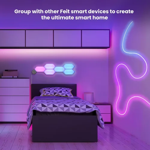 Miniatura 7 de Feit Electric Luces LED Inteligentes Hexagonales de Azulejos, 7" Cada Una, Conectables, Persecución de Color RGBW, WiFi de 2.4GHZ Habilitado