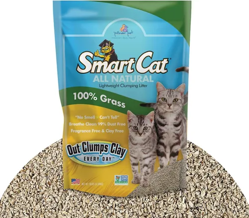 Miniatura 10 de SmartCat Arena natural para gatos, 20 libras (320 onzas, 1 paquete) – Alternativa a la arena de arcilla y pellets – Libre de productos químicos