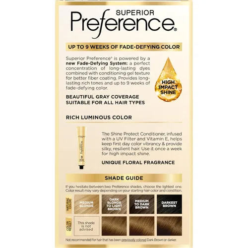 Miniatura 126 de L'Oreal Paris Superior Preference - Tinte permanente luminoso que desafía la decoloración, tinte para el cabello hasta 9 semanas de resplandor, 09