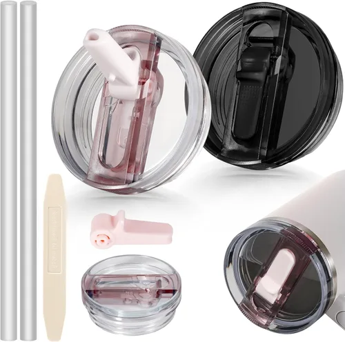 Miniatura 44 de 14 oz Tapa con popote abatible de repuesto para accesorios de vaso Stanley, 2 tapas antiderrames a prueba de derrames para vasos Stanley de 14 oz