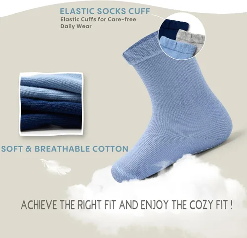 Miniatura 4 de Calcetines de algodón para bebés y niños pequeños, calcetines antideslizantes para niños, paquete de 6