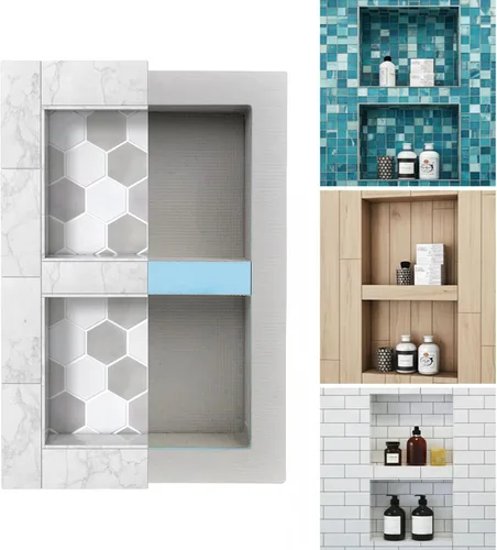 Houseables Nicho de ducha, inserto de nicho de ducha listo, almacenamiento de baño empotrado, 12 x 20 (13 x 21), inserto de estante, cubo de pared