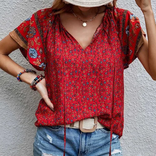 Miniatura 5 de Blouses for Women Dressy Casual 2023 Spring Going Out Bohemian Tshirts Vintage Tees Preppy Clothes Women Tops