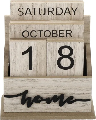 PATIKIL Calendario perpetuo de bloques de madera vintage, bloques de visualización de fecha de mes de madera para escritorio, oficina, decoración