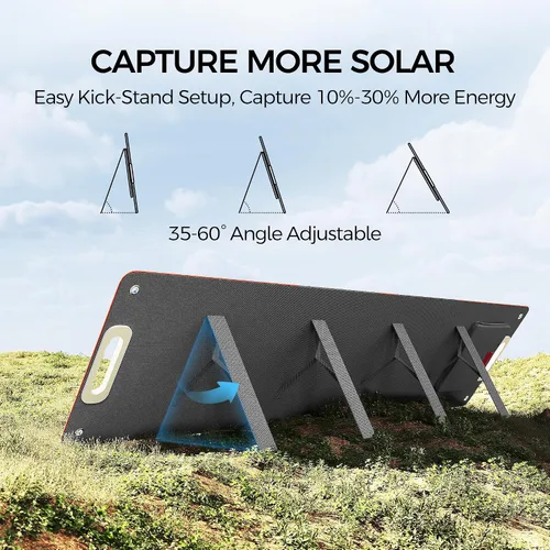 Miniatura 4 de Flashfish - Panel solar plegable de 100 W y 18 V, cargador solar de alta eficiencia con salida de CC y puerto USB.C QC3.0 de 65 W para estación