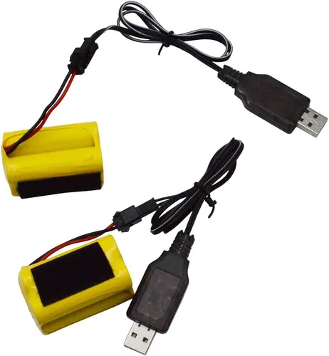 Miniatura 6 de Blomiky Paquete de 2 baterías F3 4.8V 700mAh AA Nicd tipo cuadrado SM-2P enchufe y cable USB para HY800 F1 F3 RC barco y RC Bus RC Autobús escolar