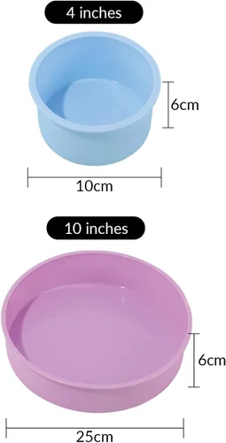 Miniatura 9 de Paquete de 2 moldes redondos de silicona sin BPA, molde circular reutilizable de silicona para pasteles de gasa, juego de 2 tamaños diferentes
