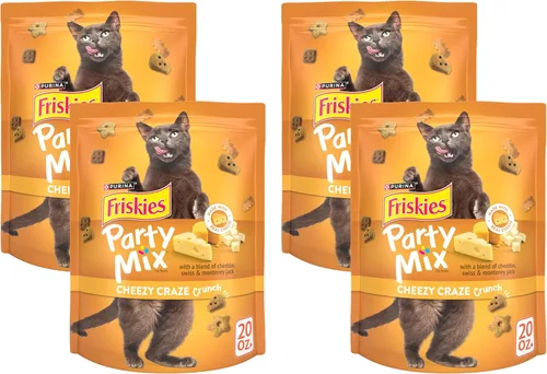 Miniatura 13 de Purina Friskies - Golosinas para gatos, mezcla para fiestas, Cheezy Craze Crunch, bolsa de 20 onzas