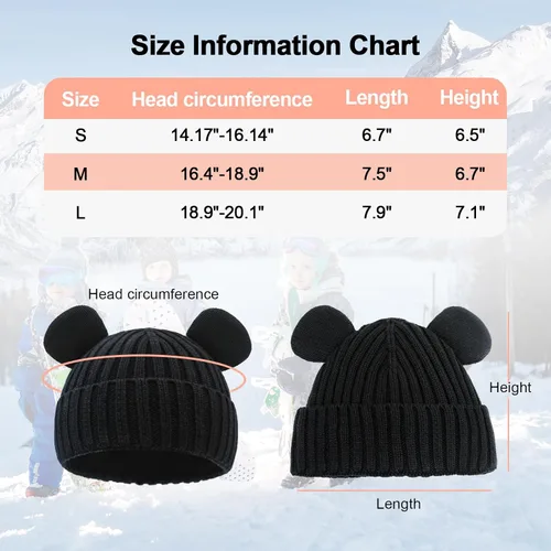 Miniatura 6 de RUIKUNA Gorro de invierno para niño pequeño, gorro de punto cálido para niña recién nacida, lindos sombreros para niños