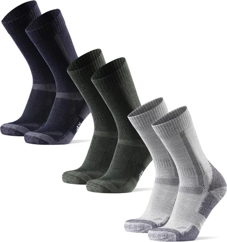 DANISH ENDURANCE Calcetines de Senderismo de Lana Merino Tipo Crew para Hombres y Mujeres, Acolchados Anti-Ampollas, Transpirables - 3 Pares